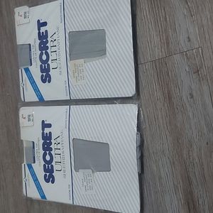 Ywo pairs of Secret ultra sheer control top pantyhose,pewter color